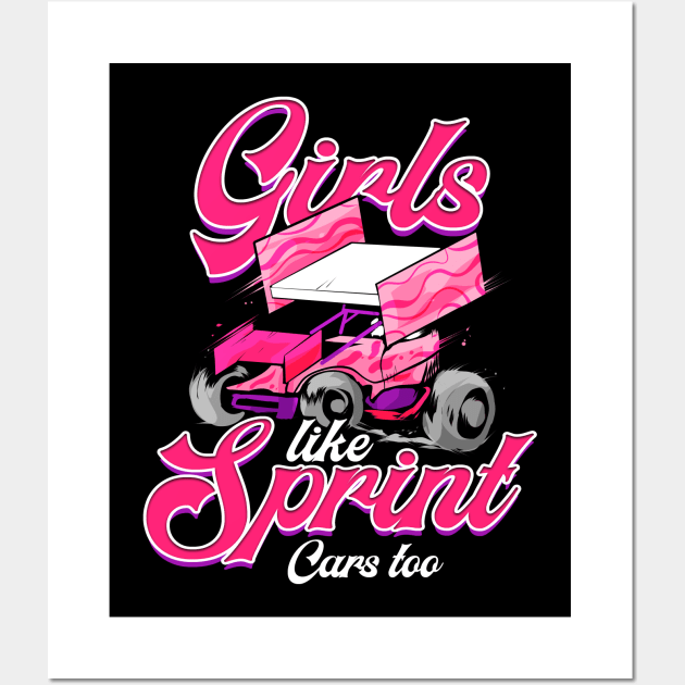 Sprint Cars Racing Girl Addict Motorsports Lover Gift Wall Art by ChrisselDesigns